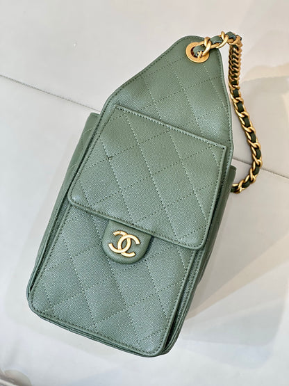 Pre-Owned Authentic Chanel 25 Small in Avocado Green