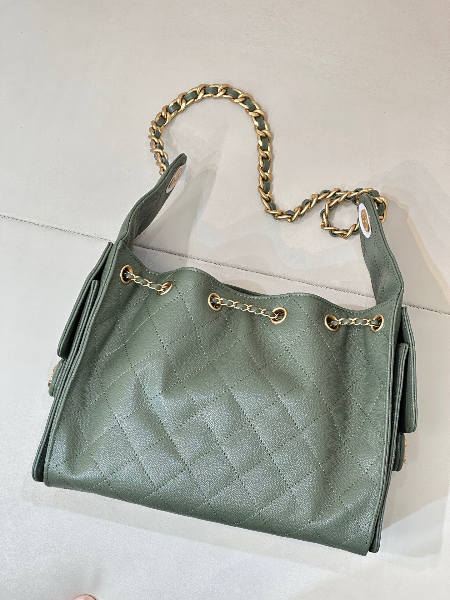 Pre-Owned Authentic Chanel 25 Small in Avocado Green