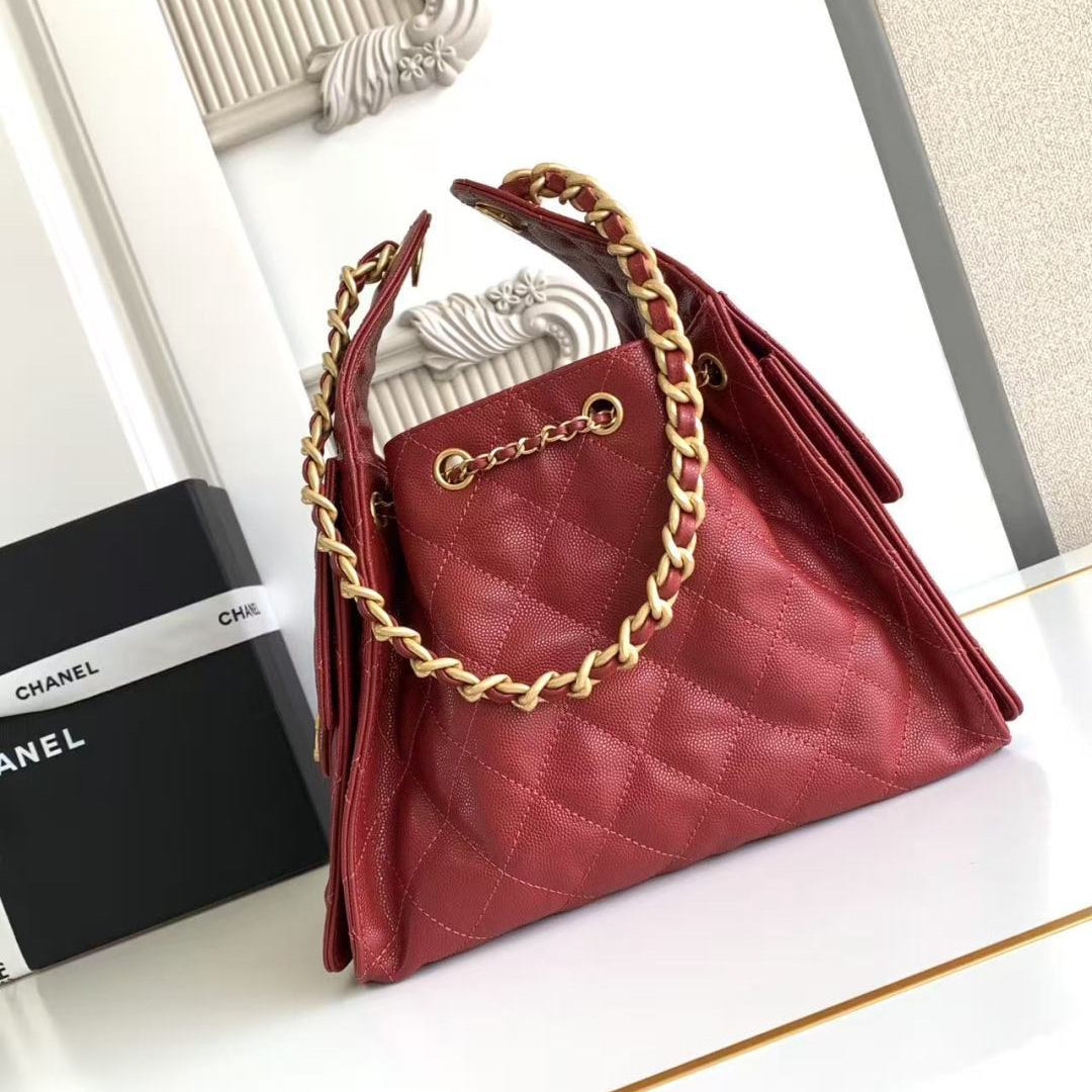 Pre-Owned Authentic Chanel 25 Small in  Red Hue