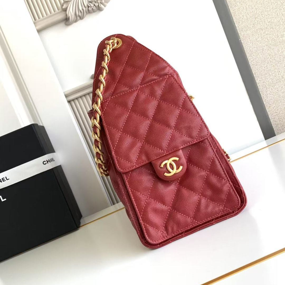 Pre-Owned Authentic Chanel 25 Small in  Red Hue