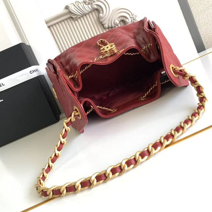 Pre-Owned Authentic Chanel 25 Small in  Red Hue