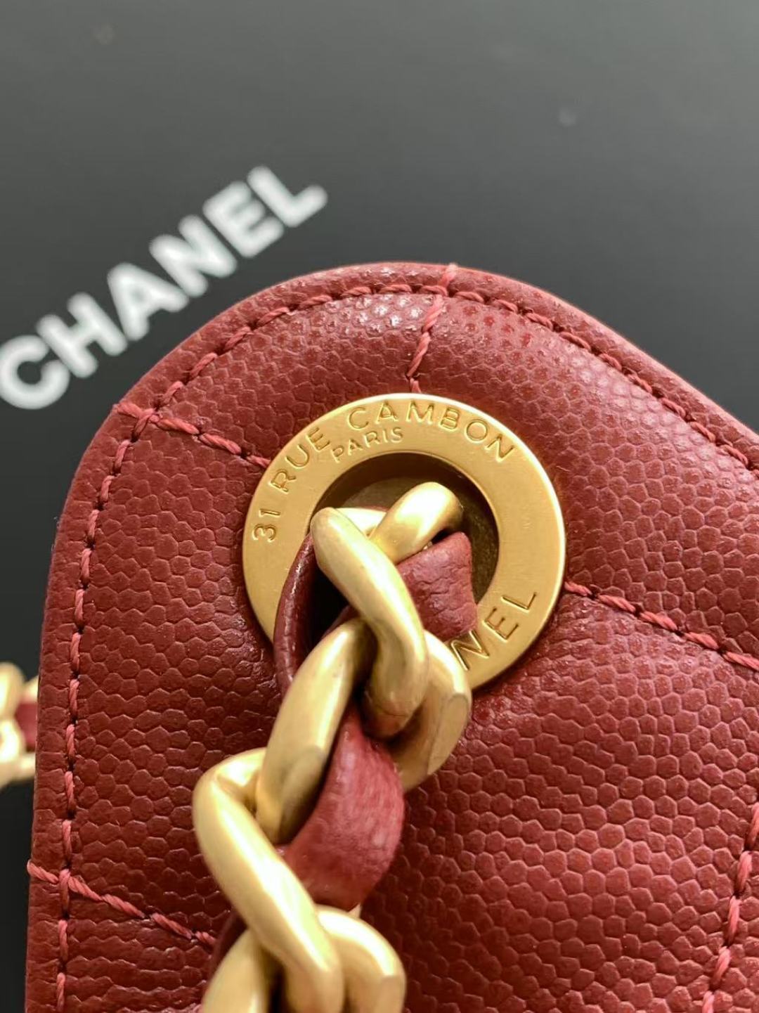 Pre-Owned Authentic Chanel 25 Small in  Red Hue