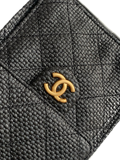 Chanel 25 Small Braided Raffia in Black - Pre-Owned Authentic