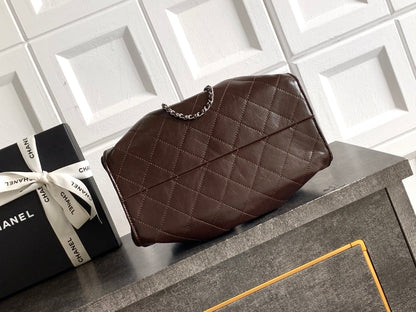 Chanel 25 Small Shiny Crumpled Calfskin in Coffee Brown - Pre-Owned Authentic