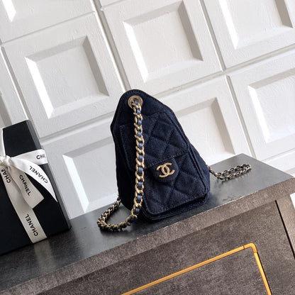 Chanel 25 Small Denim & Gold-Tone Metal  - Pre-Owned Authentic