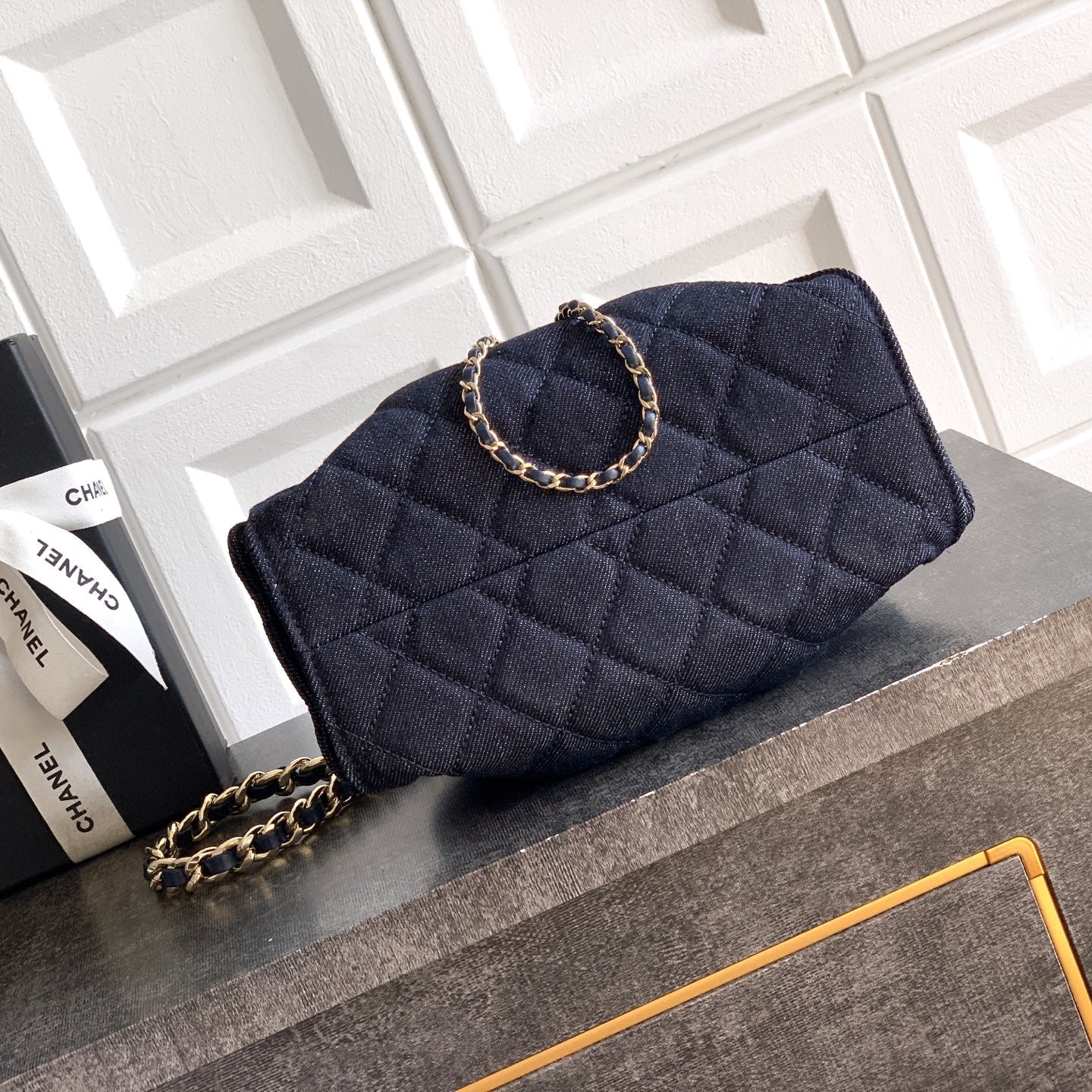 Chanel 25 Small Denim & Gold-Tone Metal  - Pre-Owned Authentic