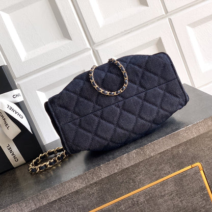 Chanel 25 Small Denim & Gold-Tone Metal  - Pre-Owned Authentic
