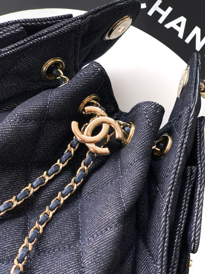 Chanel 25 Small Denim & Gold-Tone Metal  - Pre-Owned Authentic