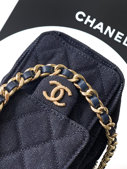 Chanel 25 Small Denim & Gold-Tone Metal  - Pre-Owned Authentic
