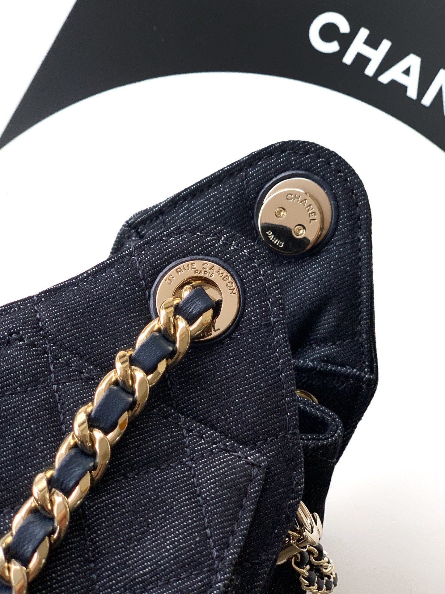Chanel 25 Small Denim & Gold-Tone Metal  - Pre-Owned Authentic