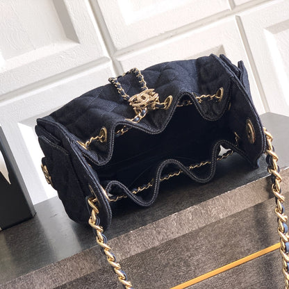 Chanel 25 Small Denim & Gold-Tone Metal  - Pre-Owned Authentic