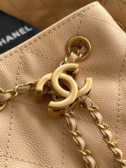 Chanel 25 Small Hobo in Ivory White close-up view