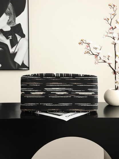 Chanel Large Shopping Bag – Black, White & Gray bottom view