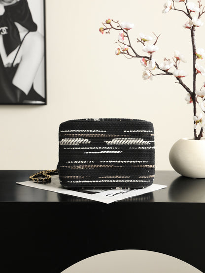 Chanel Mini Shopping Bag – Black, White & Gray | Pre-Owned Authentic