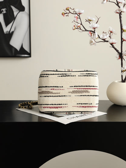 Chanel Mini Shopping Bag – Ecru, Black, Beige, & Red | Pre-Owned Authentic
