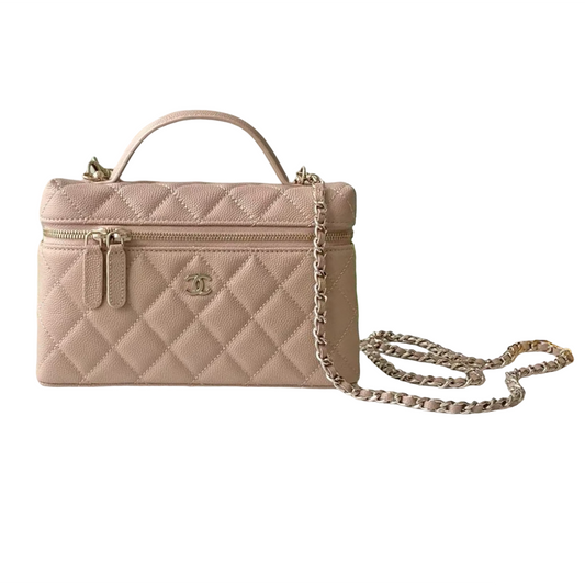 Pre-Owned Authentic Chanel Quilted Vanity Case Pink