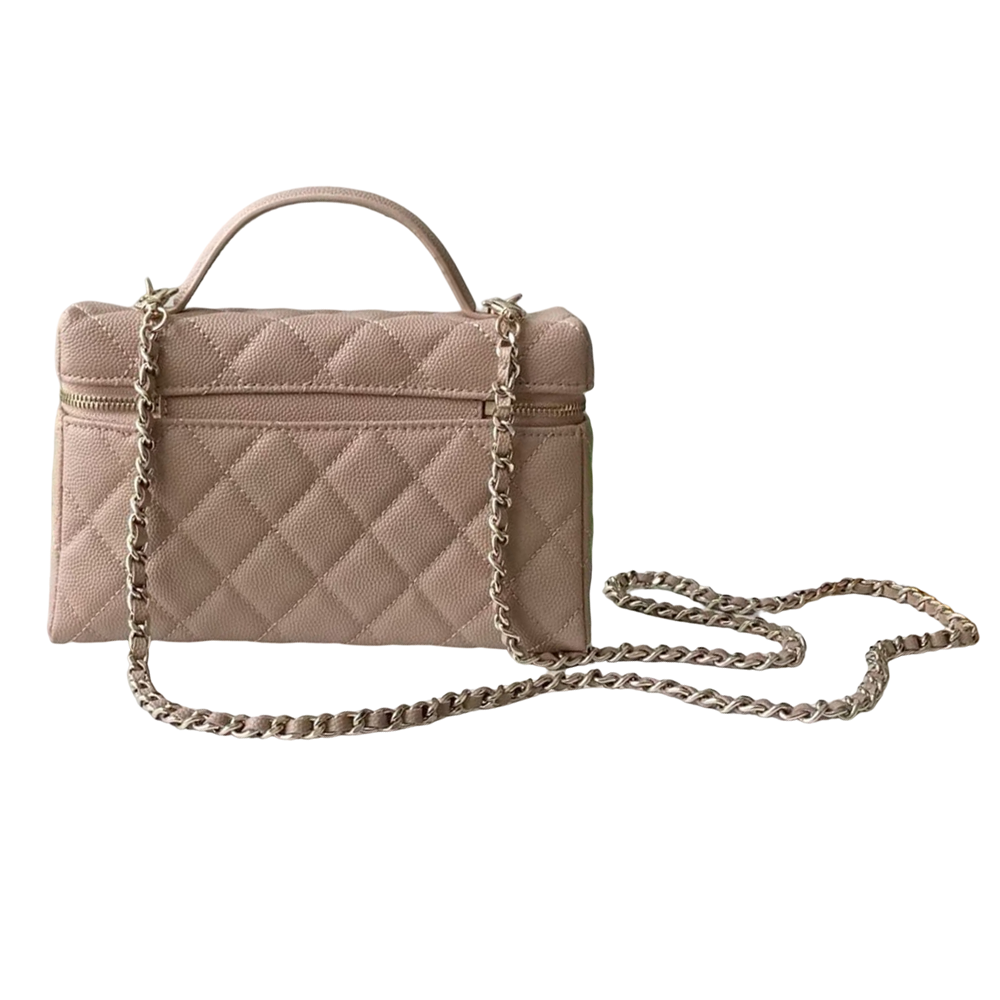 Pre-Owned Authentic Chanel Quilted Vanity Case Pink