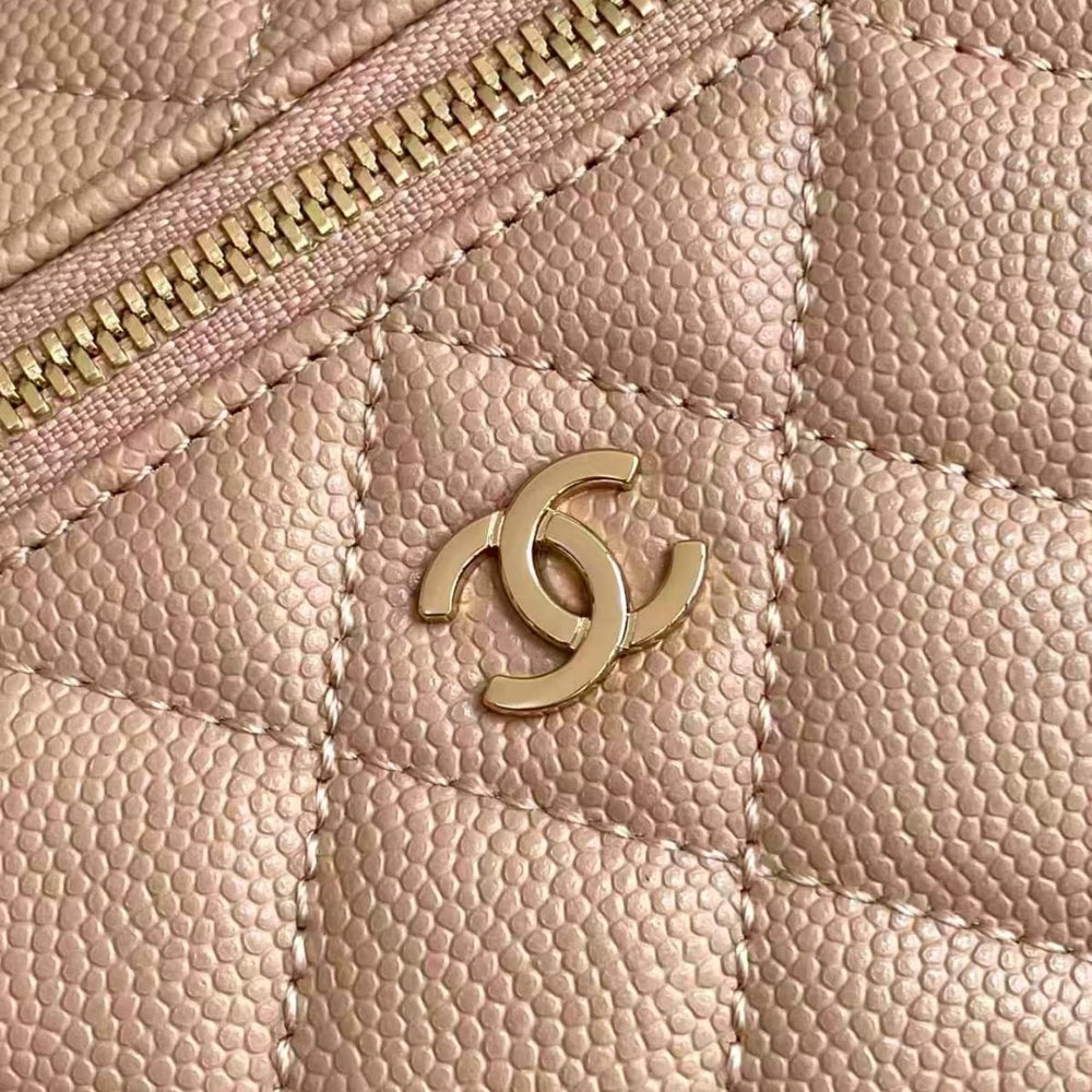 Pre-Owned Authentic Chanel Quilted Vanity Case Pink