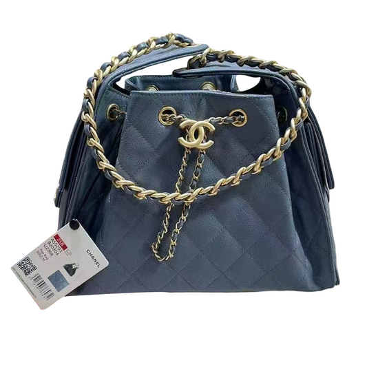 Pre-Owned Authentic Chanel 25 Small Light Blue Hobo AS5293