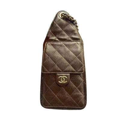 Pre-Owned Authentic Chanel Small Caviar Leather 25 Handbag Bronze