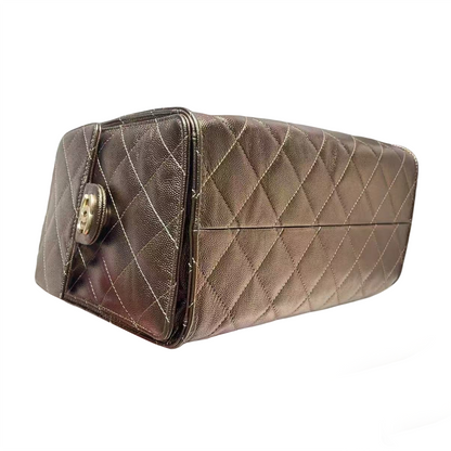 Pre-Owned Authentic Chanel Small Caviar Leather 25 Handbag Bronze