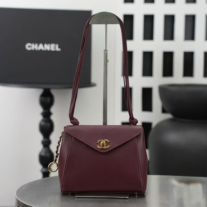 Chanel 26A Knotty Trapezoidal Envelope Bag in Burgundy 6223 - Pre-Owned Authentic