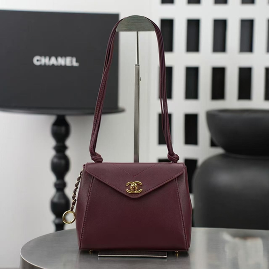 Chanel 26A Knotty Trapezoidal Envelope Bag in Burgundy 6223 - Pre-Owned Authentic