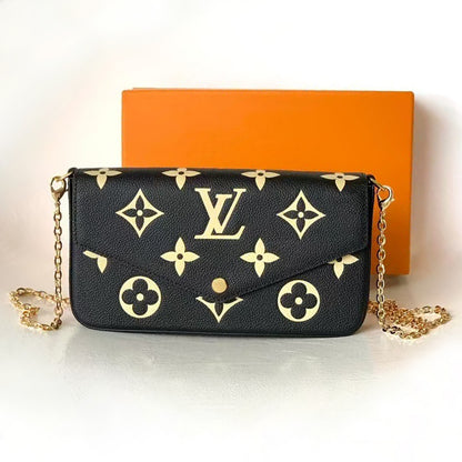 M82479 Pre-Owned Authentic Pochette Felicie Monogram Leather Black with Authentic RFID Tag