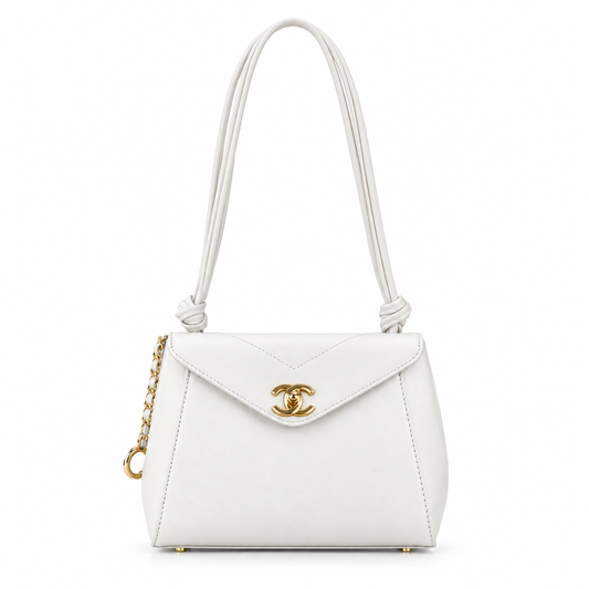 Chanel 26A Knotty Trapezoidal Envelope Bag in White 6223 - Pre-Owned Authentic
