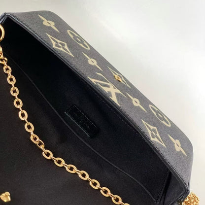 M82479 Pre-Owned Authentic Pochette Felicie Monogram Leather Black with Authentic RFID Tag