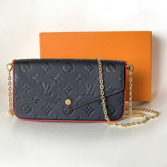 Pre-Owned Authentic Pochette Felicie Monogram Leather Blue M63700