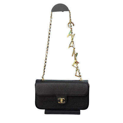Pre-Owned Authentic Chanel Crocodile-Embossed Top Handle Bag in Black