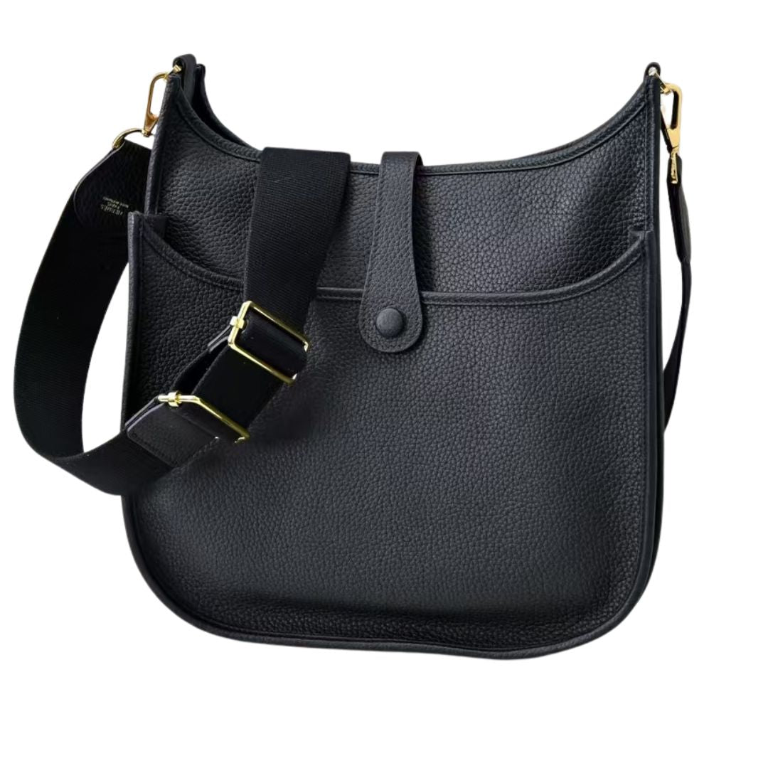 Pre-Owned Authentic Hermes Evelyne 29CM Large Epi Leather Shoulder Bag Black