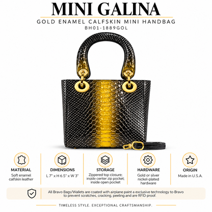 Mini Galina Gold Enamel Calfskin Mini Handbag BH01-1889GOL