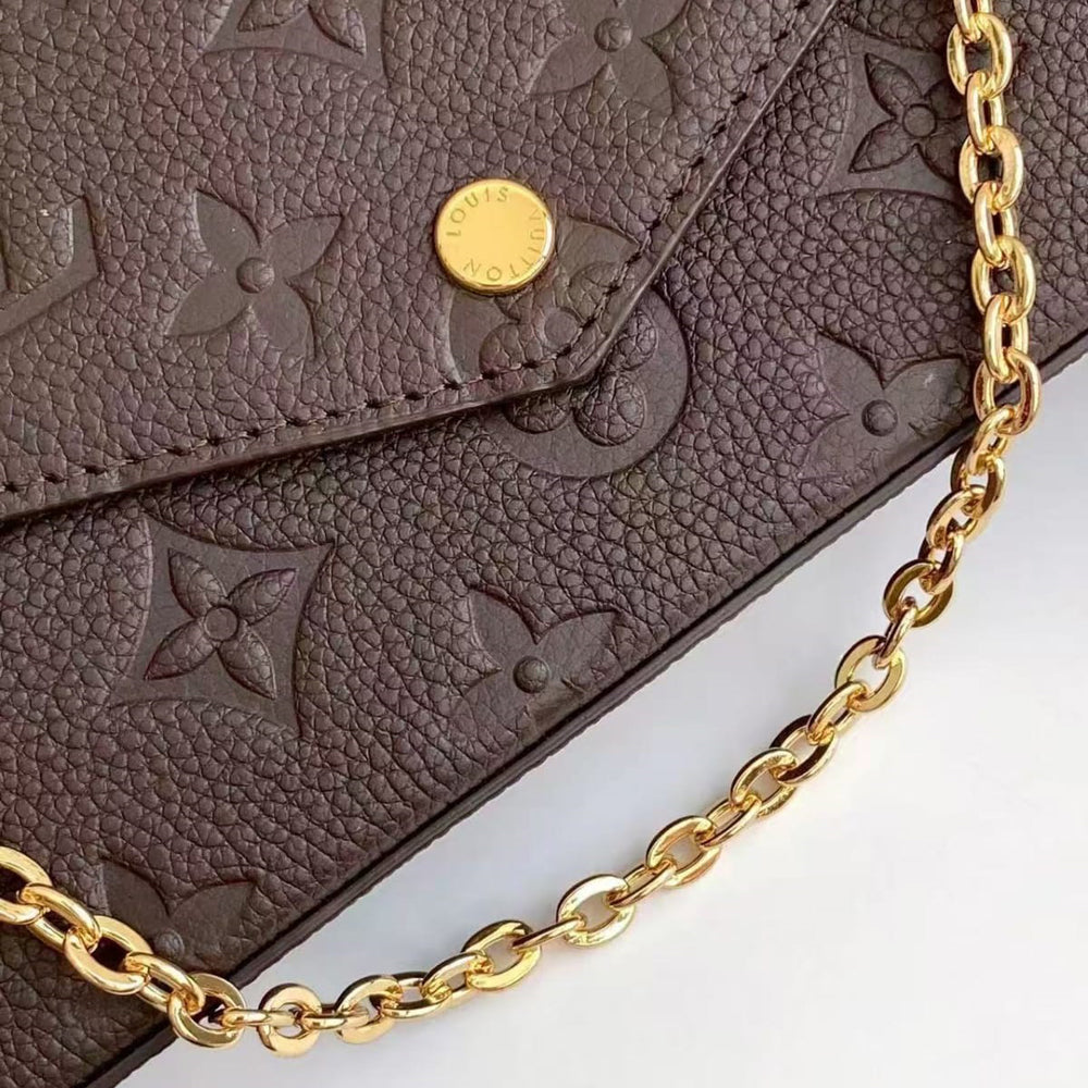 Pre-Owned Authentic Pochette Felicie Monogram Leather Tuffle Brown M80428