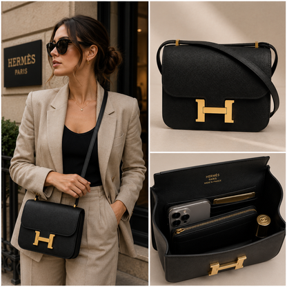 Pre-Owned Authentic - Hermes Constance 18 Epsom Leather Black with Gold Hardware