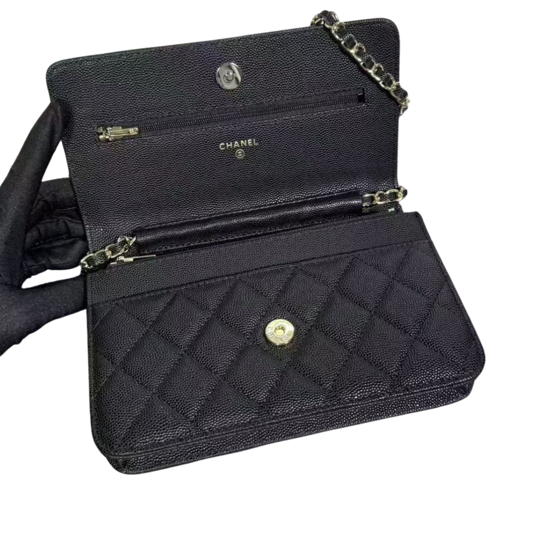 Chanel Shiny Black Caviar Quilted Strass Pre Owned Authentic (2 in stock)