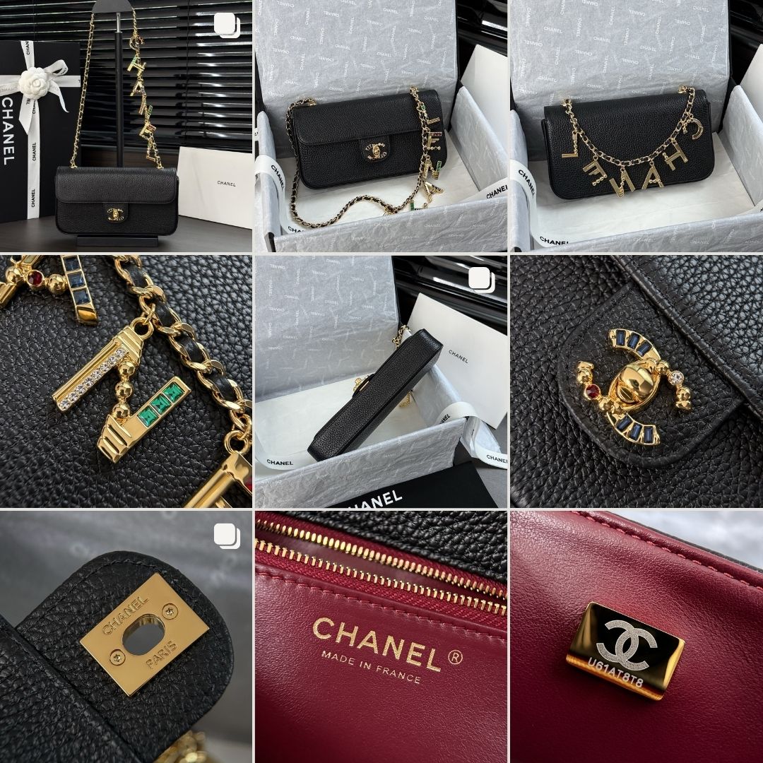 Pre-Owned Authentic Chanel Crocodile-Embossed Top Handle Bag in Black