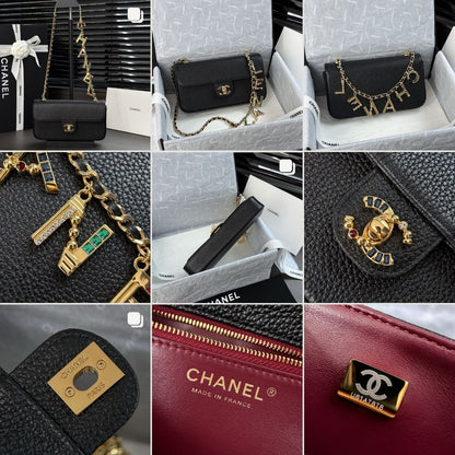 Pre-Owned Authentic Chanel Crocodile-Embossed Top Handle Bag in Black