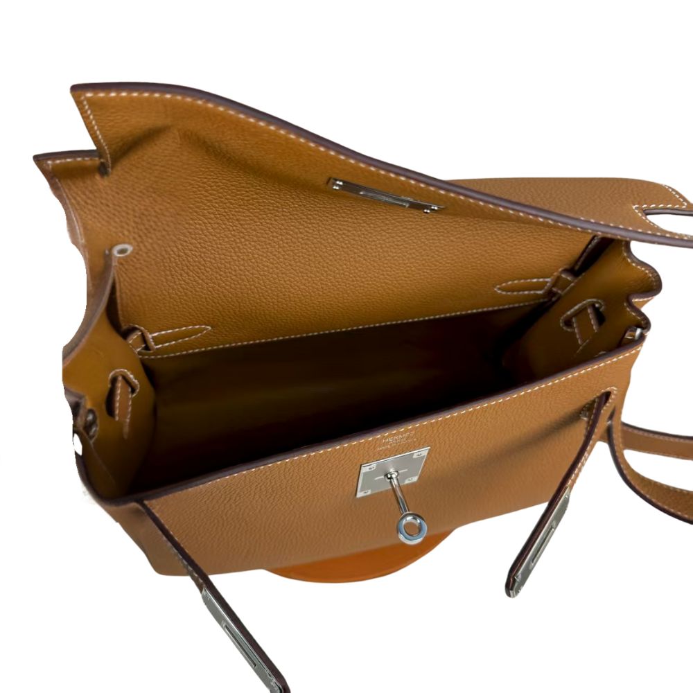 Hermès Kelly Messenger PM Bag – Yellow Leather with Palladium Hardware – Pre-Owned Authentic