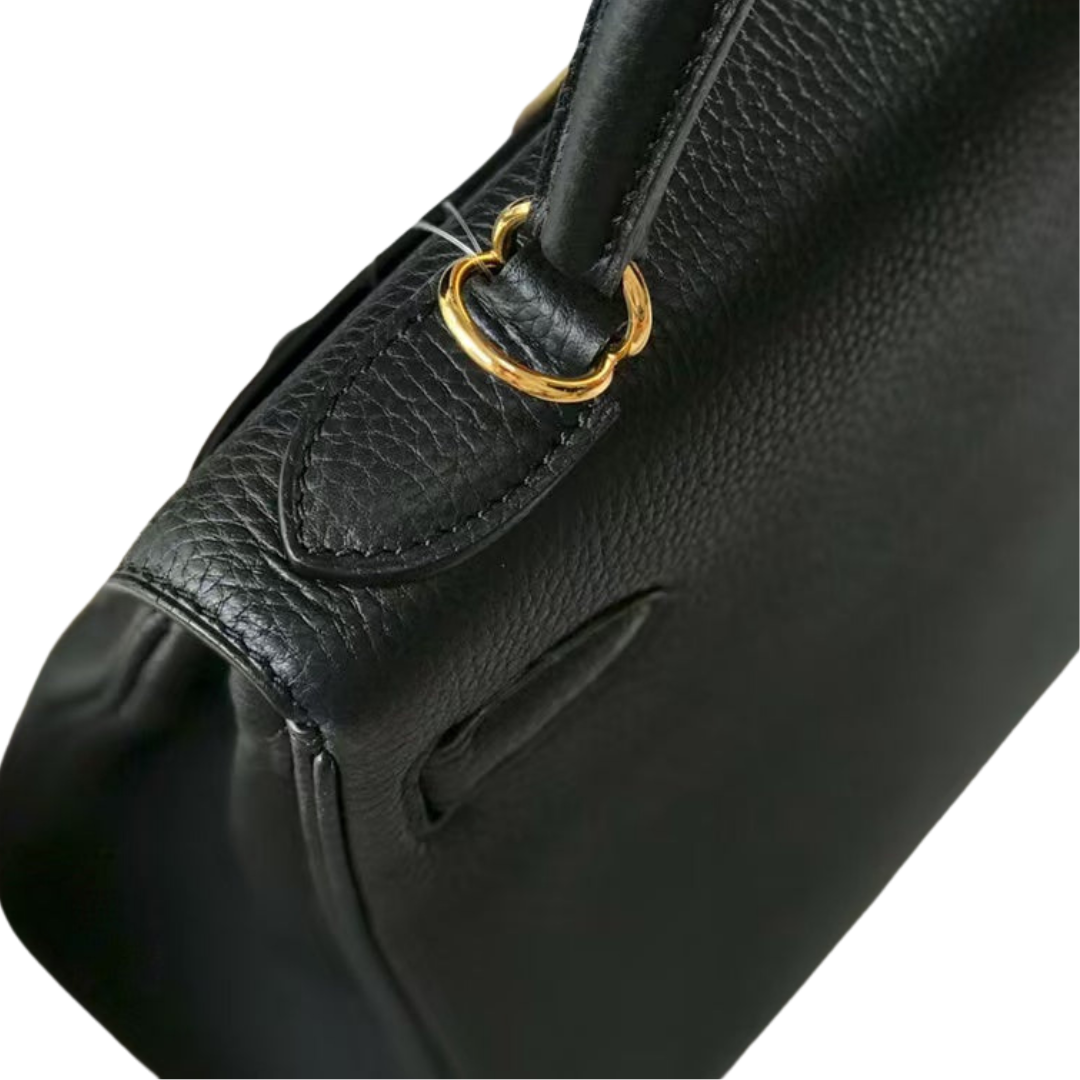 Hermes Kelly Sellier 25 in Black Epsom with Gold Hardware – Pre-Owned Authentic