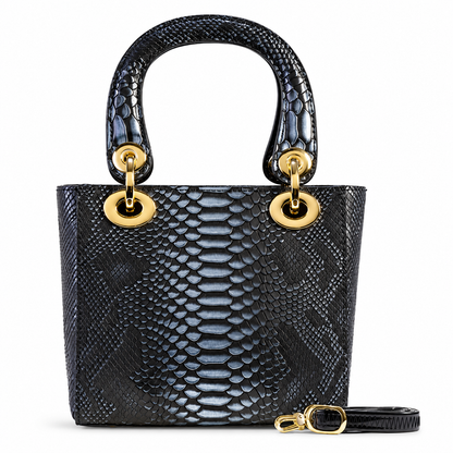 Mini Galina Black Enamel Calfskin Mini Handbag BH30-1889BLK front view