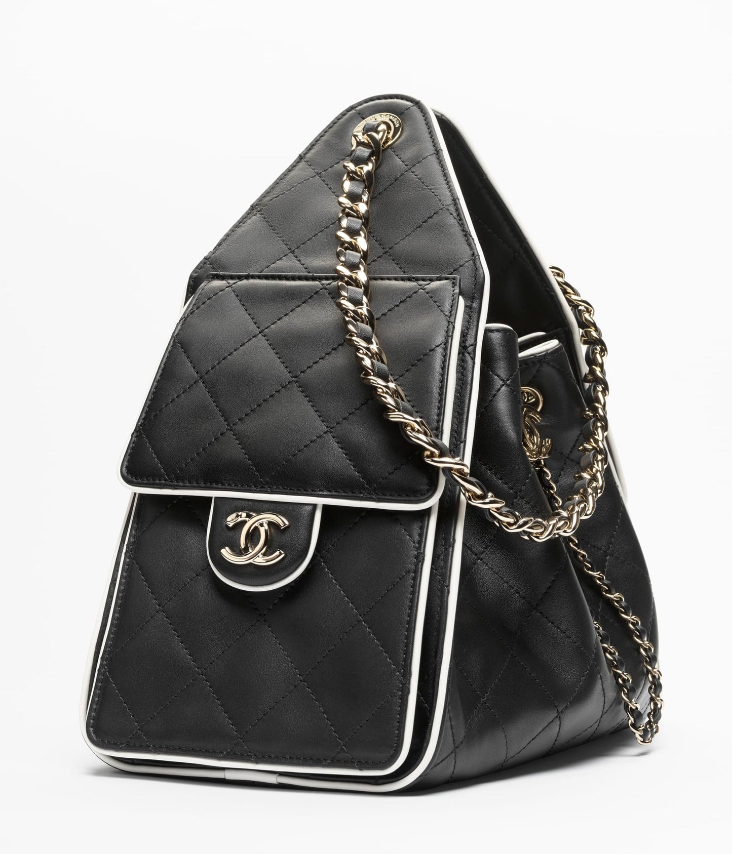 Pre-Owned Authentic Chanel 25 Small AS5293 in Calfskin & Gold-Tone Metal  Black & White