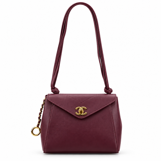 Chanel 26A Knotty Trapezoidal Envelope Bag in Burgundy 6223 - Pre-Owned Authentic