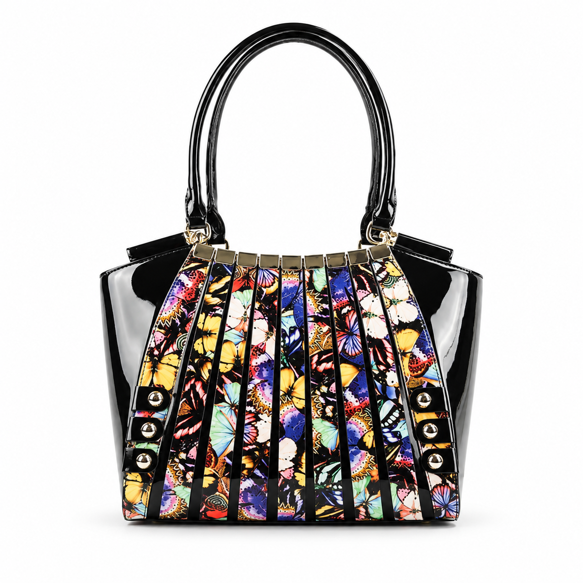 Irina Signature Series II  Large Night Butterfly Print Calfskin Handbag BH91-7610