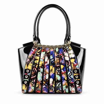 Irina Signature Series II  Large Night Butterfly Print Calfskin Handbag BH91-7610