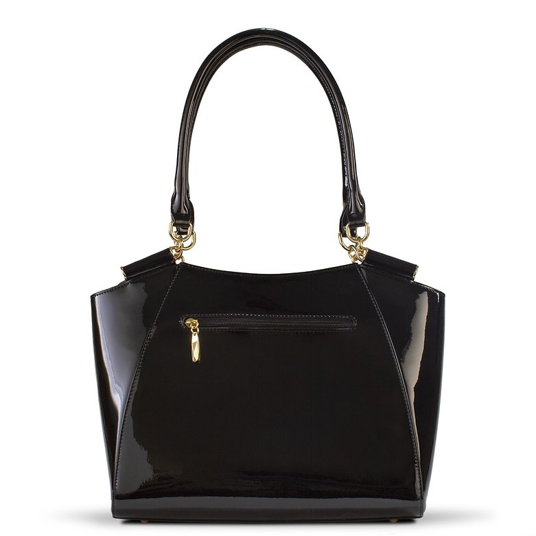 Diana Black Leopard Print Calfskin Handbag back view