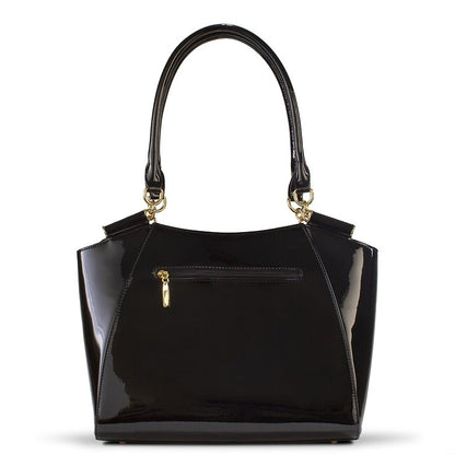 Diana Black Leopard Print Calfskin Handbag back view
