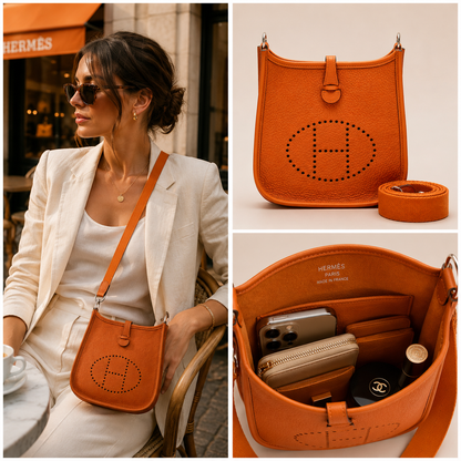 Pre-Owned Authentic Hermes Evelyne 17 Orange