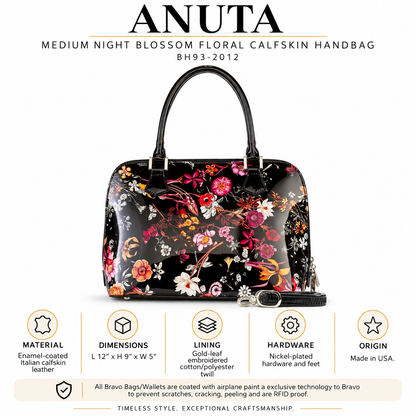 Anuta Medium Night Blossom Floral Calfskin Handbag BH93-2012